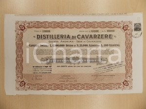 Oggetto da collezione cartaceo 1926 S. A. DISTILLERIA DI CAVARZERE Certificato azionario al portatore 3 1