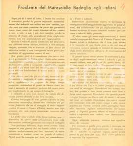 Documento originale, autentico 1943 WW2 Proclama Pietro BADOGLIO Tedeschi nemici vogliono nostra schiavitù 6 1