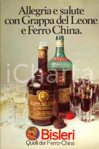 Cartolina originale da collezione 1970 ca MILANO  BISLERI Grappa del leone FERRO CHINA Pannello pubblicitario 4 1