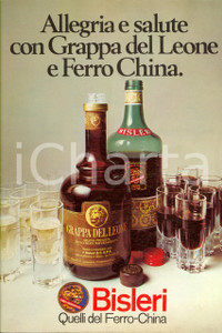 Cartolina originale da collezione 1970 ca MILANO  BISLERI Grappa del leone FERRO CHINA Pannello pubblicitario 2 1