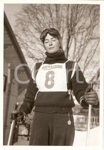 Fotografia d epoca originale 1960 ca SWITZERLAND Campionati SCI ALPINO Anita KERN pronta per la gara 4 1