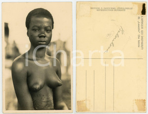 1930 C. ZAGOURSKI «L'Afrique qui disparaît» Lusambo - Une femme ^Postcard 29  Fotocartolina postale d'epoca, appartenente alla serie &laquo;L'Afrique qui dispara&icirc;t&raquo; del fotografo Casimir Zagourski (L&eacute;opoldville).n.29, non viaggiata.CONDIZIONI: FAIR (residui di incollatura al verso)FORMATO: 14x9 cm    originale e autentica 1