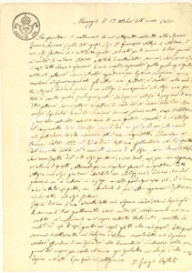 Documento originale, autentico 1831 MENAGGIO Giorgio CASTELLI su denaro ricevuto per nozze con Ismenia SORMANI 1