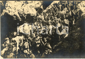 1929 REGIO ESERCITO Battaglione in zona di montagna - Foto cartolina (2) Fotografia d'epoca, in formato cartolina postale.  CONDIZIONI: G     originale e autentica 1
