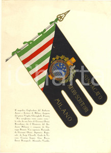1940 ca MILANO Sindacato Autori-Scrittori - ILLUSTRAZIONE gagliardetto (1) Illustrazione originale d'epoca, che mostra il gagliardetto disegnato dal pittore Virgilio Ghiringhelli. FAIR/discreto lievi gualciture Formato: 21x30 cm originale e autentica 1