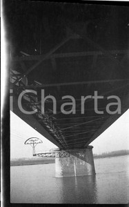 Fotografia d epoca originale 1925 PAVIA Ponte Ferroviario sul PO per Voghera 2 NEGATIVO ORIGINALE 1