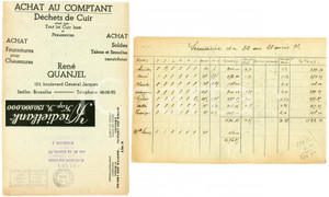 1938 BRUXELLES René QUANJEL Achat cuir - fournitures ^Envelope adv KREDIETBANK Busta intestata, aperta, con stampa pubblicitaria; scritta a mano all'interno.Viaggiata.CONDIZIONI: F (piegature d'epoca)      originale e autentica 1