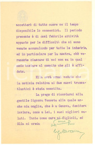Autografo originale 1933 GENOVA Lettera Ugo CAVALLERO  Un periodo di attività febbrile AUTOGRAFO 1