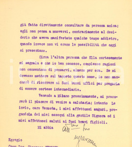 Autografo originale 1931 GENOVA ANSALDO Lettera Ugo CAVALLERO su assunzione personale AUTOGRAFO 1