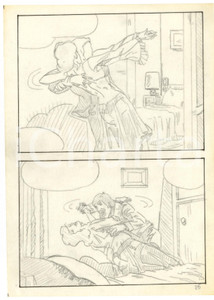 Stampa, bozzetto originale 1970 Fumetto erotico LANDO seduttore Tavola originale a matita su lucido LUBE 3 1