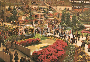 Cartolina originale da collezione 1981 GENOVA Fiera EUROFLORA Visitatori tra allestimenti floreali Cartolina 1