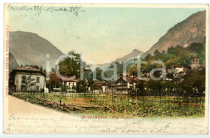 1903 PILA (VC) VALSESIA - Panorama con campi coltivati *Cartolina FP VG 1 Cartolina d'epoca, viaggiata.  CONDIZIONI: FAIR (lievi sovraimpressioni e ondulatura agli angoli) FORMATO: FP    originale e autentica 1