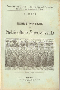 Libro, pubblicazione d epoca 1918 Giglio BONI PRATICHE DI GELSICOLTURA Associazione Serica Bacologica 3 1