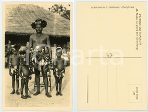 1930 C. ZAGOURSKI «L'Afrique qui disparaît» NIAPU Grand chef OKONDONGO *Postcard  Fotocartolina postale d'epoca, appartenente alla serie «L'Afrique qui disparaît» del fotografo Casimir Zagourski (Léopoldville).N° 46, non viaggiata.  GOOD/buono  FORMATO: 9x14 cm originale e autentica 1
