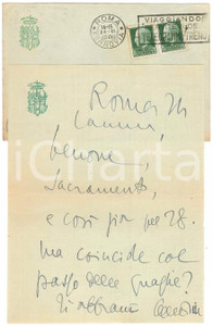 Autografo originale 1938 ROMA MODERN HOTEL Lettera Aurelio CANDIAN a un amico  Autografo 1