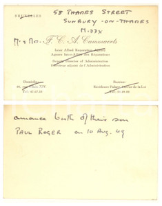 Autografo originale 1949 Francis Charles Albert CAMMAERTS Secret agent Autograph 1