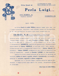 1930 TORINO Via Nizza 41 - Eredi di Luigi PERLA Catene ^Lettera trasferimento Lettera d'epoca a stampa, su carta intestata.PAGINE: 1  POOR/danneggiato piegature d'epoca; fori da classificatore; fioriture marginali  originale e autentica 1