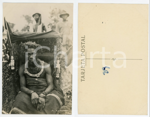 1940 ca AFRICA CONGO BELGA Capo indigeno con la collana - Foto 9x14 cm  Fotografia originale d'epoca, in formato cartolina postale.Numero a pennarello al verso (89).  GOOD/buono  FORMATO: 9x14 cm originale e autentica 1