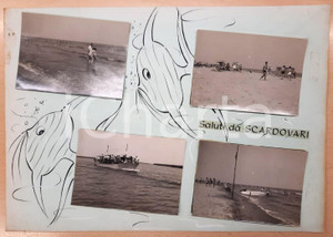 1960 ca PORTO TOLLE Frazione SCARDOVARI Vedutine Bozzetto preparatorio cartolina Bozzetto preparatorio per cartolina postale.Collage su cartoncino flessibile, con disegno originale.  POOR/danneggiato Residuo di incollature al recto, ingialliture FORMATO: 45x31 cm originale e autentica 1