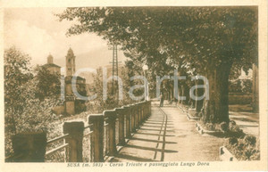 Cartolina originale da collezione 1940 ca SUSA TO Corso TRIESTE e passeggiata lungo la DORA Cartolina 3 1