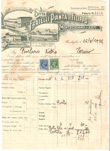 Documento originale, autentico 1934 MONTECHIARO D ASTI Fratelli PIANTA Vendita farina e macinati Fattura 2 1