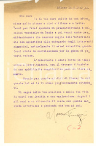 Autografo originale 1942 MILANO Lettera Cesare FRUGONI a un collega e amico AUTOGRAFO 1
