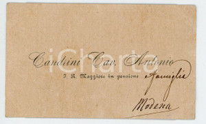 Autografo originale 1920 ca MODENA Cav. Antonio CANDINI Maggiore in pensione  Biglietto AUTOGRAFO 1