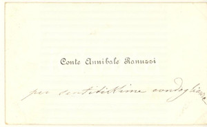Autografo originale 1890 ca BOLOGNA Conte Annibale RANUZZI  Biglietto da visita AUTOGRAFO 1