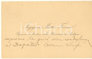 Autografo originale 1890 ca BOLOGNA Ing. Matteo FIORINI Professore di geodesia Biglietto AUTOGRAFO 1