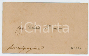 Autografo originale 1890 ca RUSSI RA Cav. Calisto BACCARINI Biglietto condoglianze AUTOGRAFO 1