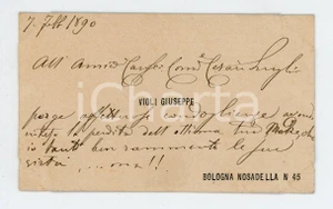Autografo originale 1890 BOLOGNA Giuseppe VIOLI Biglietto condoglianze AUTOGRAFO 1