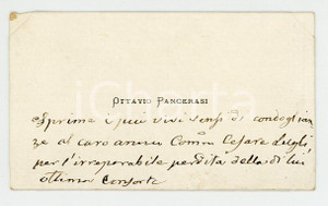 Autografo originale 1890 ca Ottavio PANCERARI condoglianze a Cesare LUGLI Biglietto AUTOGRAFO 1
