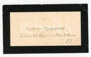 Autografo originale 1890 PIEVE DI CENTO Gustavo COSSARINI Sindaco  Biglietto condoglianze AUTOGRAFO 1