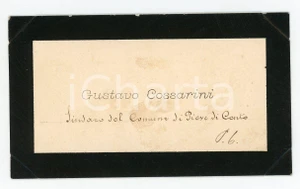 Autografo originale 1890 PIEVE DI CENTO Gustavo COSSARINI Sindaco  Biglietto condoglianze AUTOGRAFO 1