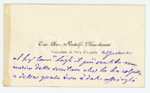 Autografo originale 1890 Rodolfo MARCHESINI Condoglianze a Cesare LUGLI Biglietto AUTOGRAFO 1