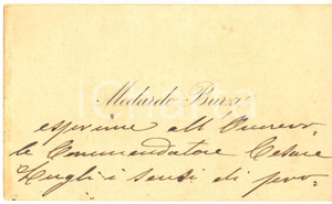 Autografo originale 1890 ca BOLOGNA Medardo BURZI amministratore pubblico  Biglietto AUTOGRAFO 1
