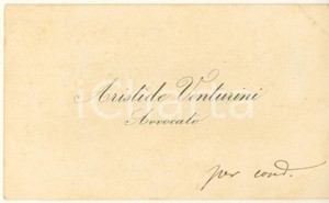 Autografo originale 1890 ca BOLOGNA Aristide VENTURINI avvocato  Biglietto da visita AUTOGRAFO 1