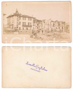 Fotografia d epoca originale 1887 TERREMOTO LIGURIA  Paese distrutto  Foto Guglielmo ZANOLLO CDV 1