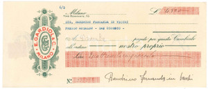 Oggetto da collezione cartaceo 1951 ca MILANO Foro Bonaparte  Ditta E. GARDIOL Assegno pubblicitario 1