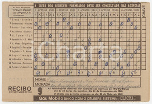 1968 PORTUGAL - TOTOBOLA Semana 9 - Apostas mútuas desportivas - Bilhete Ricevuta giocata di una scheda del Totobola.   POOR/danneggiato Piegature e e gualciture diffuse FORMATO: 14x10 cm originale e autentica 1