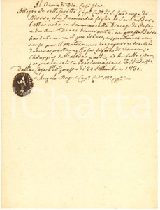 Documento originale, autentico 1830 MORRO D ALBA AN Chiesa S. GAUDENZIO  Consenso nozze Domenico BARBETTA 1