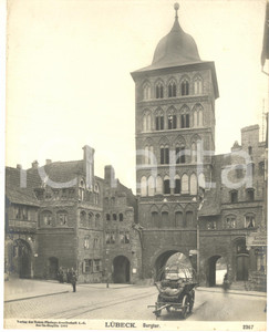 Fotografia d epoca originale 1904 LUBECK GERMANY  Burgtor Fotografia ANIMATA carretto n. 2367 1