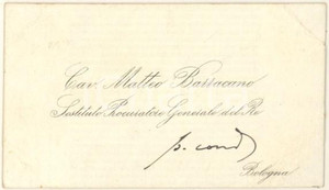 Autografo originale 1890 ca BOLOGNA Matteo BARRACANO Sostituto Procuratore del Re  AUTOGRAFO 1