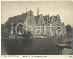Fotografia d epoca originale 1904 LUBECK GERMANY Alte Lagerhauser an der Trave Foto ANIMATA n. 2374 1