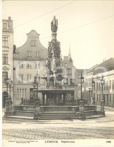 Fotografia d epoca originale 1904 LUBECK GERMANY Siegesbrunnen  Fontana della Vittoria Foto n. 2360 2 1