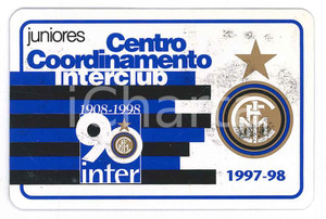 Oggetto da collezione cartaceo 1997 CALCIO Centro Coordinamento INTER CLUB Juniores  Tessera 8x5 cm 1