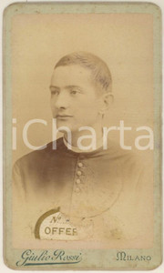 Fotografia d epoca originale 1890 ca MILANO Carlo REBUZZINI giovane sacerdote  Foto Giulio ROSSI CDV 1