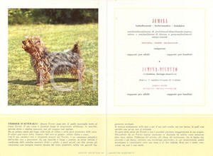 Materiale pubblicitario d’epoca 1956 MILANO Laboratori MAESTRETTI Jemina - Scheda Razza TERRIER D'AUSTRALIA 2 1