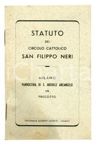 Libro, pubblicazione d epoca 1951 MILANO  PRECOTTO Circolo cattolico San Filippo Neri  Statuto 9x14 cm 1