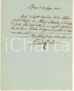 Documento originale, autentico 1850 SAN FIORANO Lettera Edmondo BARBIERI su dote Santa POLENGHI 1